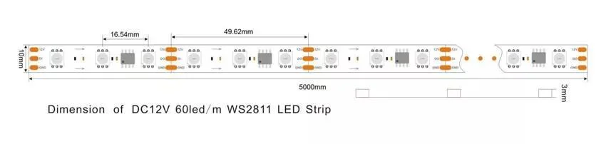 DC12V/24V 30 60LED/M Sm16703/Ws2811/Ucs1903 Addressable LED Strip RGB LED Strip for Indoor and Outdoor Lighting